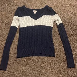 Blue and white sweater